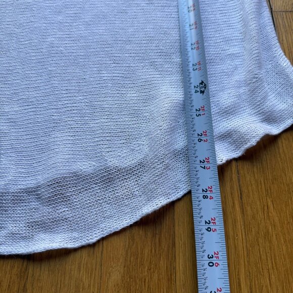 Eileen Fisher Size M White Cotton Blend Sheer Open Knit Short Sleeve Sweater Top - Picture 7 of 13